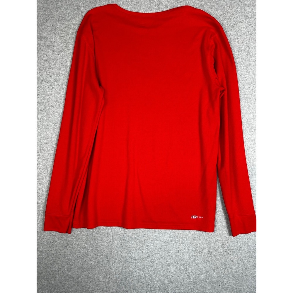 Fox Racing Active Tech Thermal‎ Shirt Mens XL Red Long Sleeve Waffle Knit Logo - Picture 4 of 10
